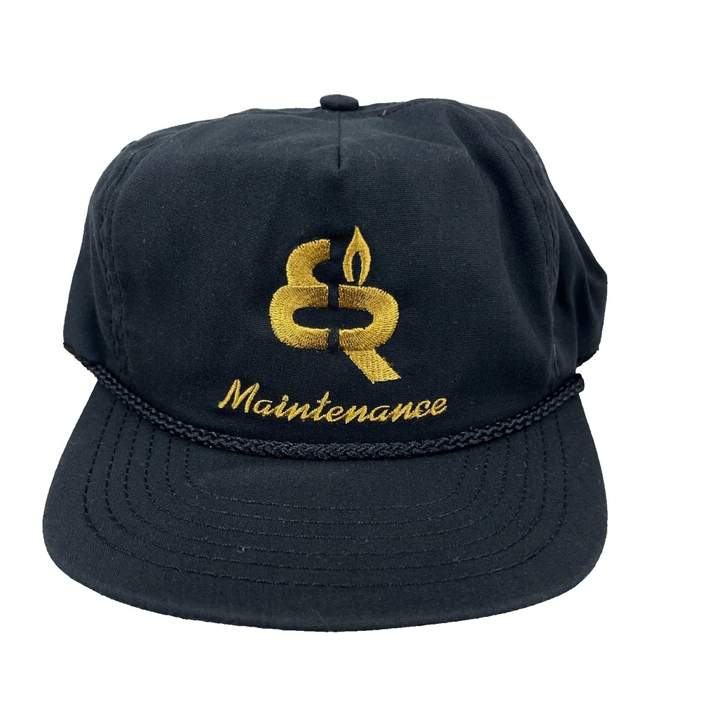 Vintage Elk Run Coal Mine Trucker Hat Cap Black Gold 90s Massey Energy Made USA